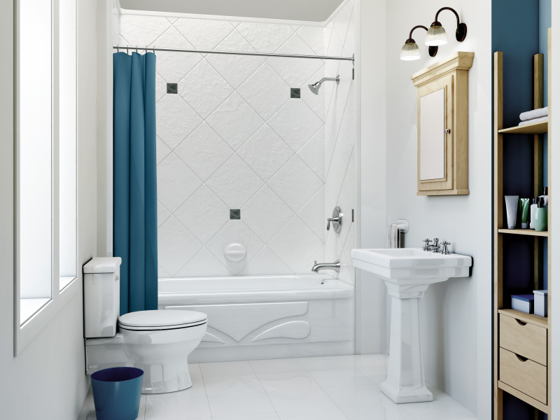 Shower over tub with classic bathroom details