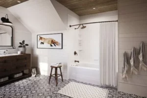 A Bath Fitter Story; Modern Master Bathroom; White, Clean Bathroom and Shower