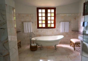 are acrylic bathtubs good - Modern bathroom with acrylic tub in middle