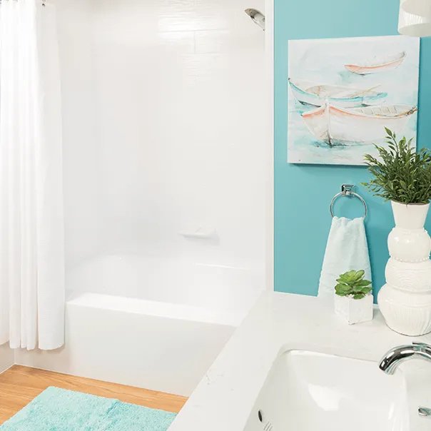 Old Home Bathroom Remodel Ideas - Blue kids bathroom in old home