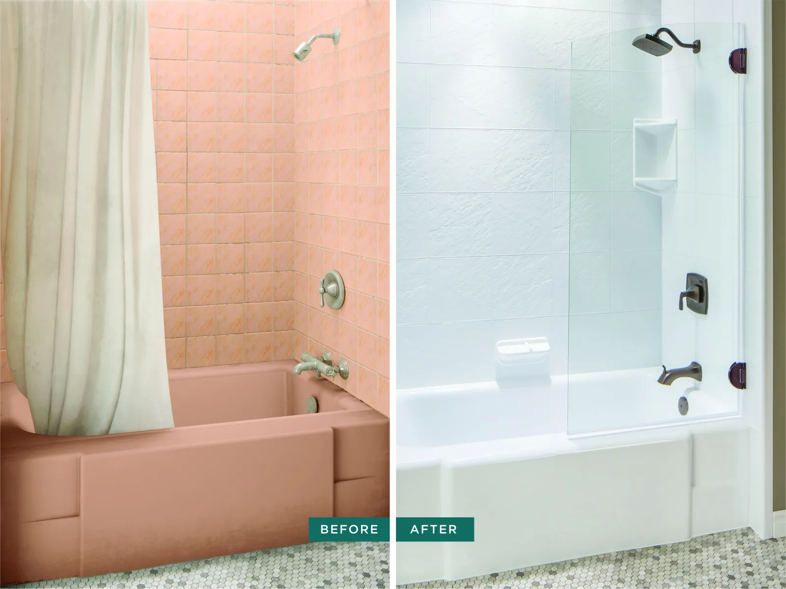 Bath Fitter before and after bathtub remodel photo